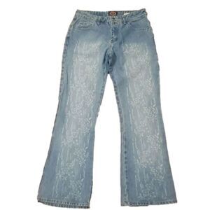 Paris Blues Vintage Floral‎ Bleached Light Wash Jeans Size 11 Great Shape